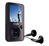 Lecteur MP3 Philips noir et écouteurs roses
