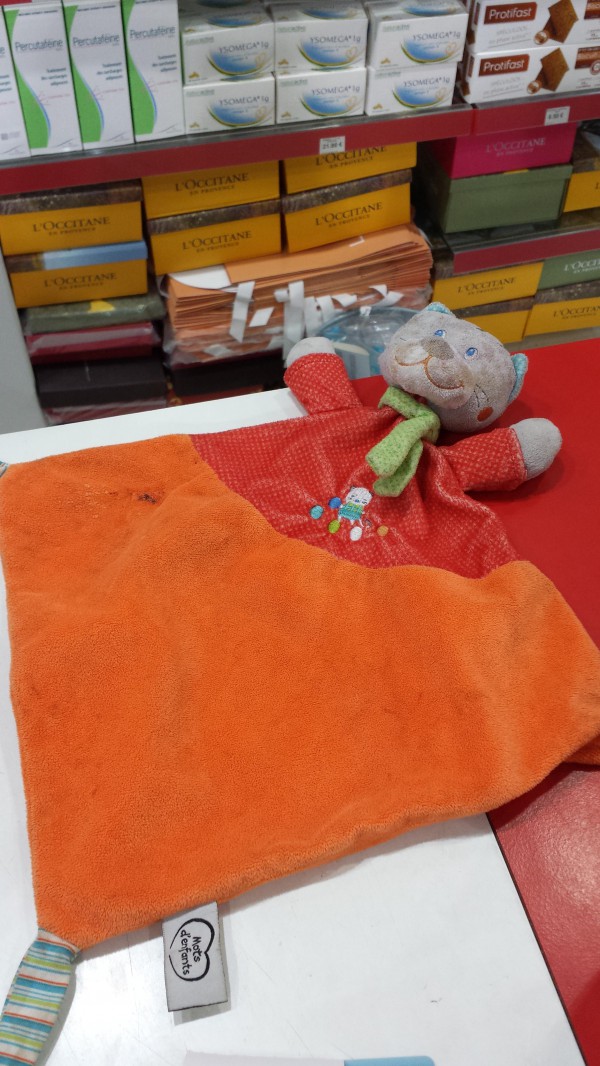 Doudou chat rouge orange Pézenas