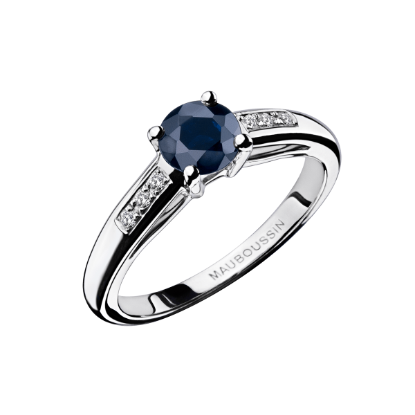Bague Or Blanc saphir bleu
