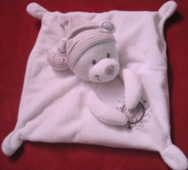 Doudou ours blanc plat Nicotoy