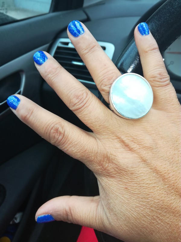 Bague argent nacre ronde dans thermes Gréoux-les-bains