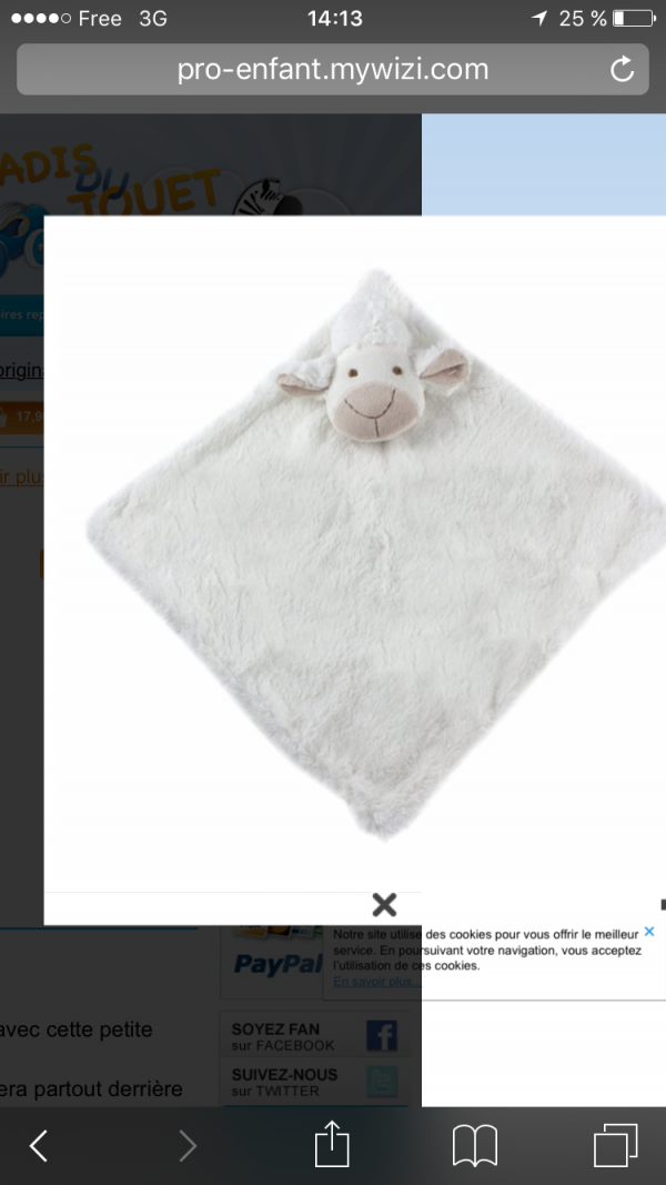 Doudou blanc mouton la galleria