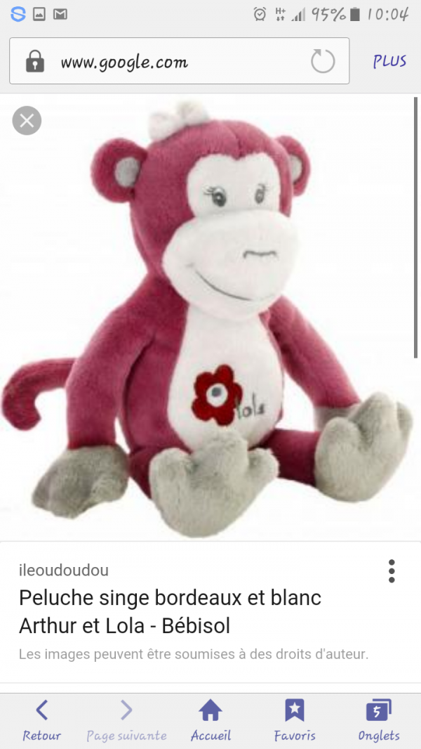 Doudou Singe Rouge Lola