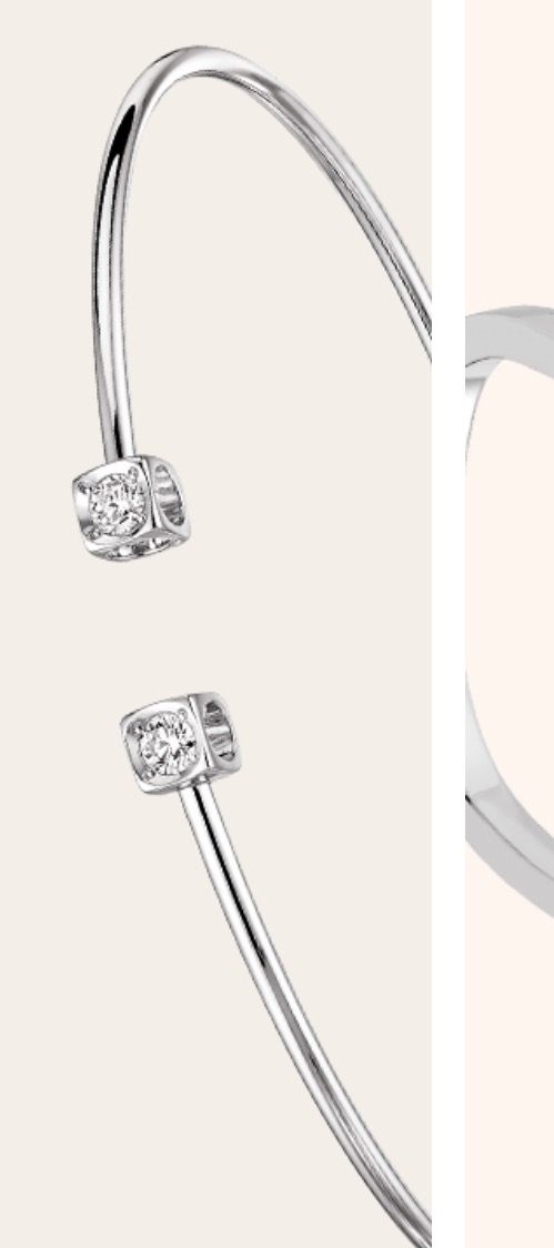 Perdu bracelet or blanc en jonc avec 2 brillants