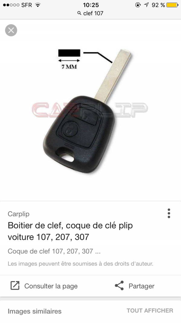Clef de voiture Peugeot