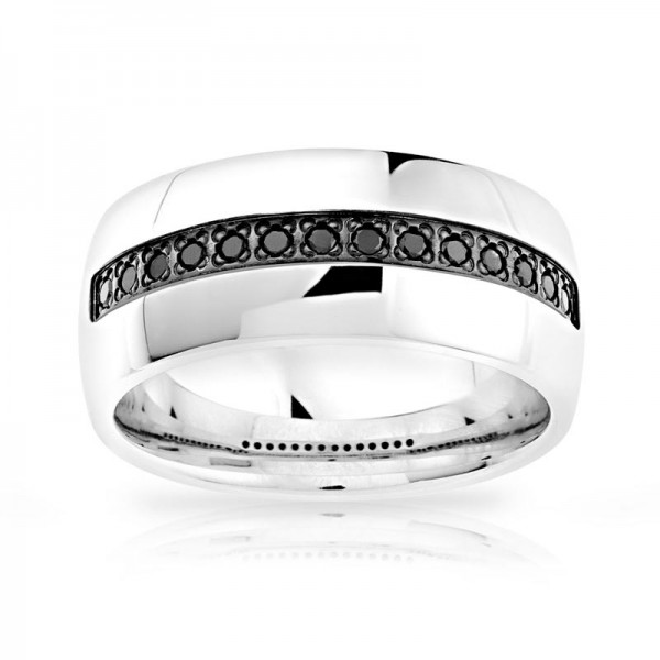 Bague / ALiance en argent avec pierre noir