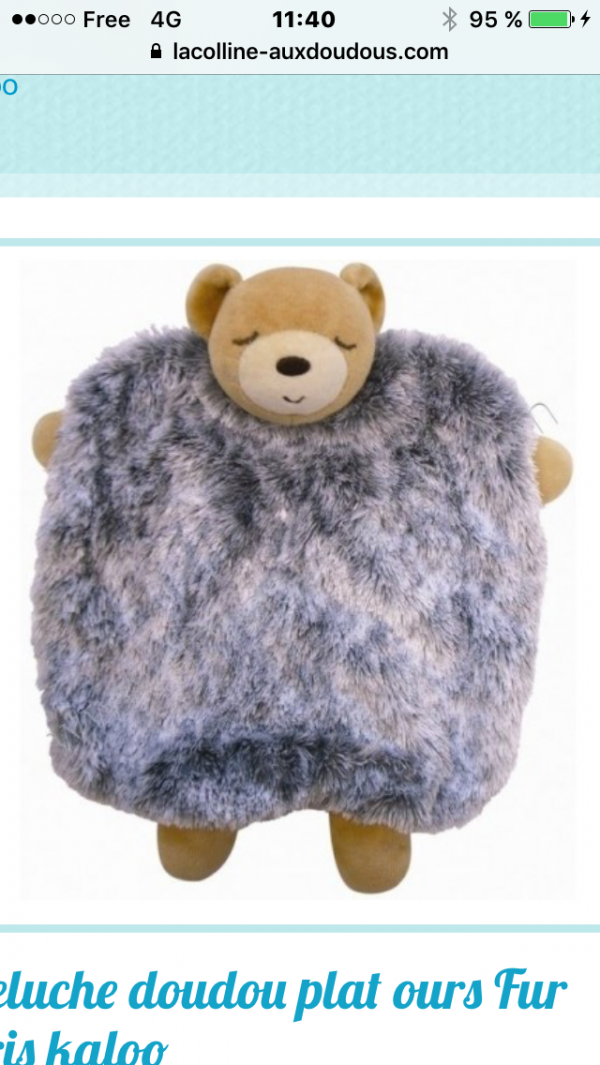 Doudou kaloo ours plats gris