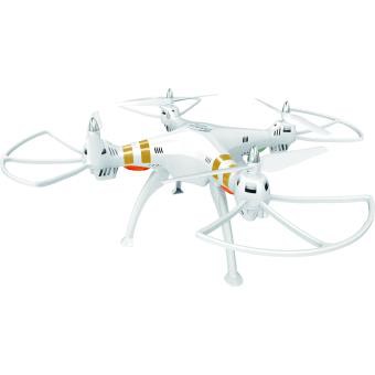 Drone Blanc Takara (caché par un sticker d'un personnage), avec caméra gopro (boitier noir) fixé dessus. Secteur suresnes et environs.