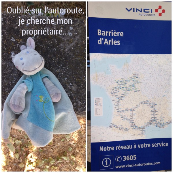 Doudou trouvé sur autoroute Barrière d'Arles