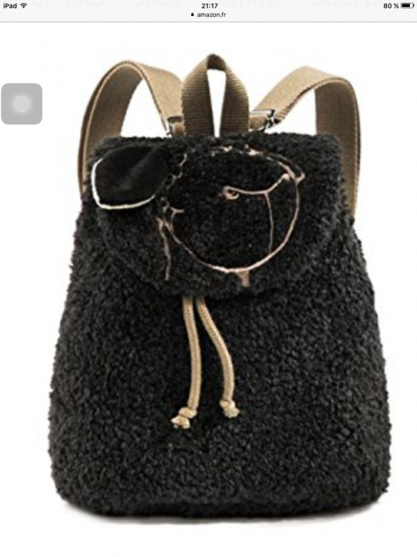 Mini sac à dos mouton noir pour bébé.
