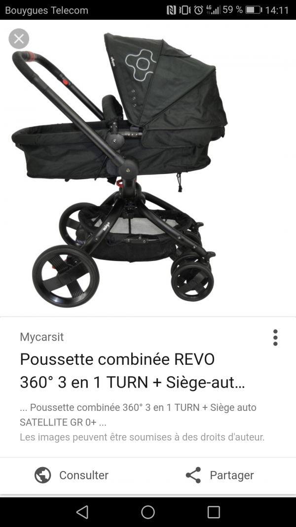 Chassis Poussette Migo noire perdu rue de la station noisy le grand (ecole paul serelle)