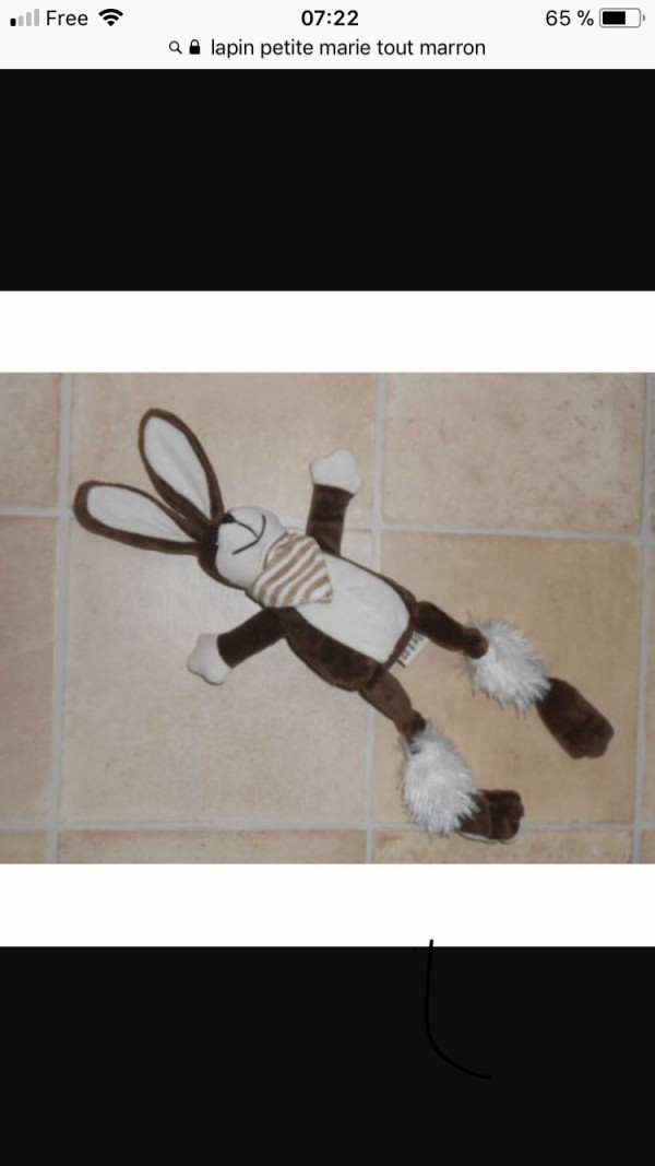 Doudou lapin marron neige longues pattes