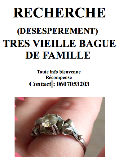Recherche (désespérément) très vieille bague de famille perdue