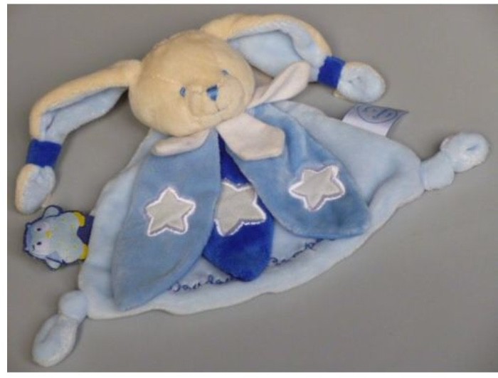 Perdu doudou lapin bleu