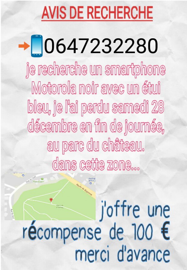 Parc du château de Pau perdu smartphone