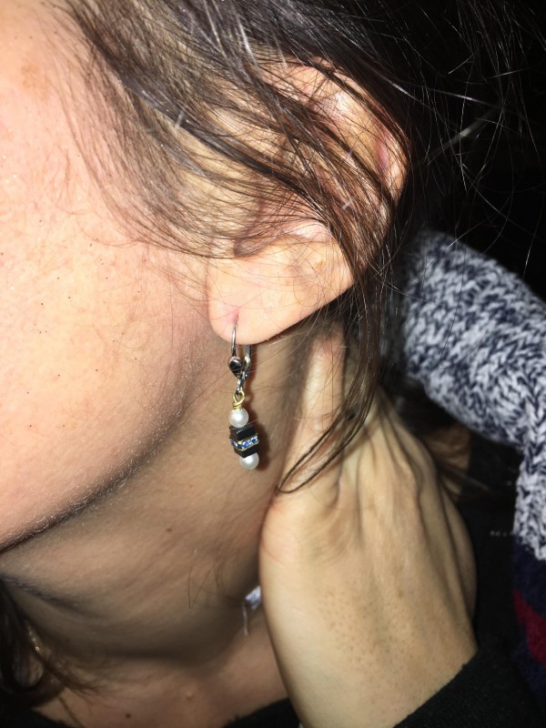 Boule d’oreille fantaisie fausse perle et brillant