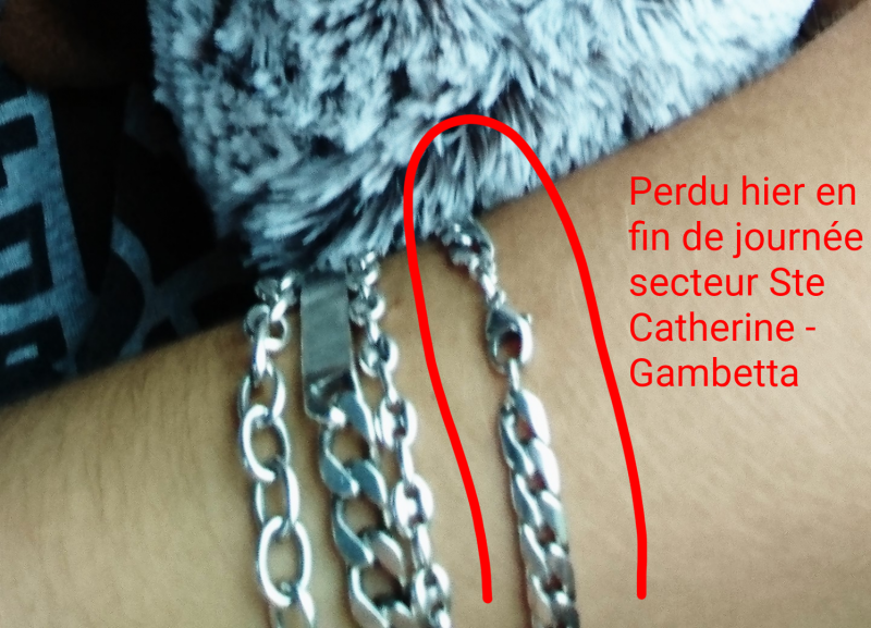 Perdu bracelet argent Bordeaux centre ste Catherine Gambetta
