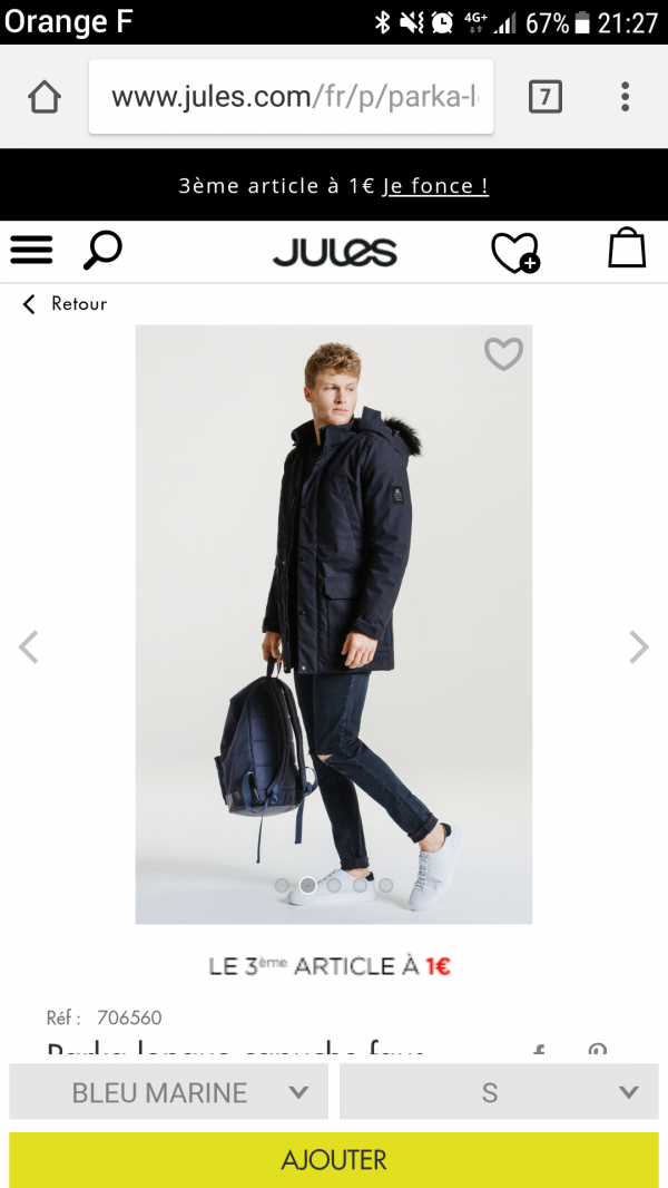 Perdu parka bleu marine