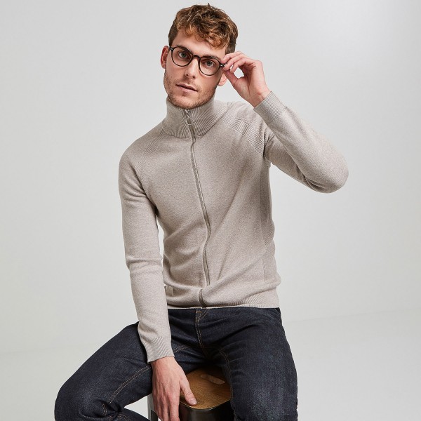 Cardigan gris clair zippé Jules