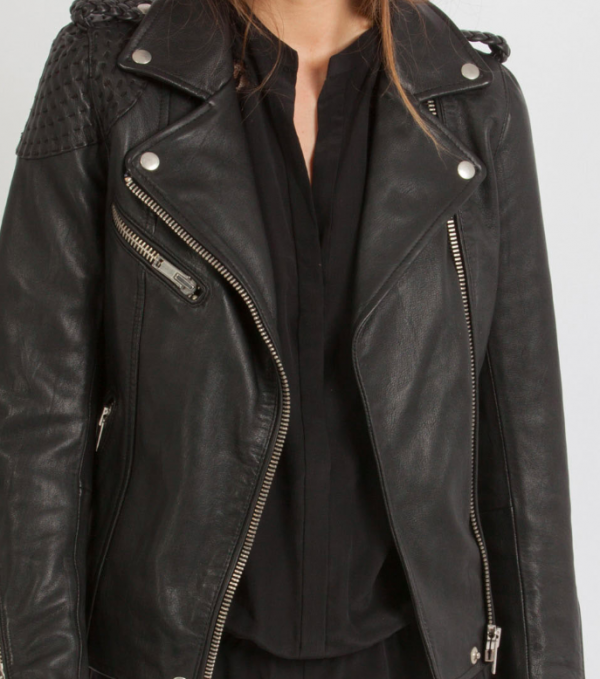 Blouson cuir maje marron foncé Caen (rue des cordeliers)