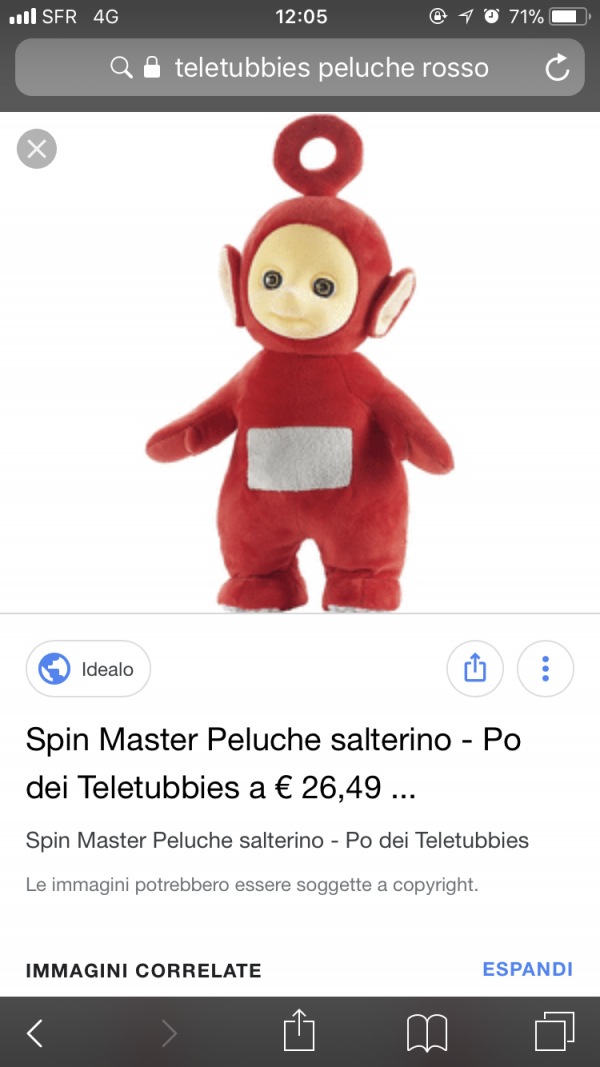 Peluche rouge teletabbies perdu a Cannes