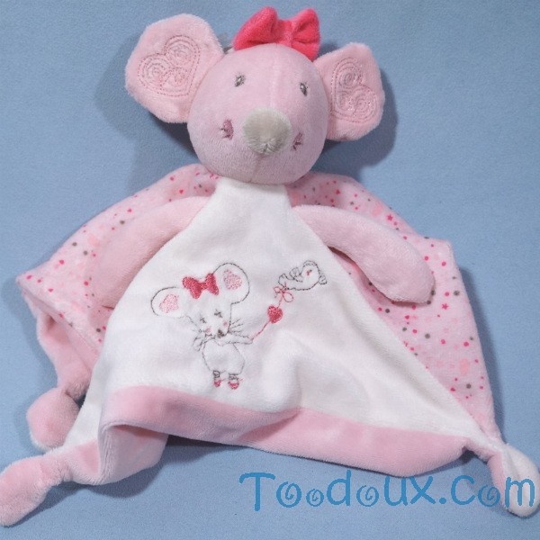 perdu doudou souris, rose avec des pois