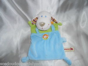 doudou mouton plat sauf la tete , multicolor (bleu/vert et rayures aux oreilles)