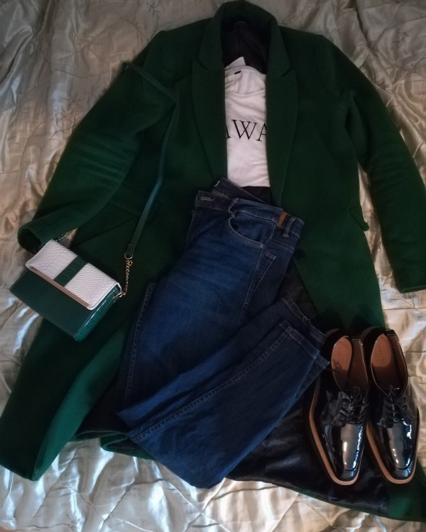 Pochette carré verte et blanche