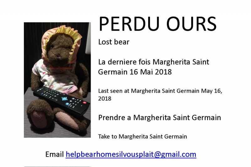 Lost Teddy Bear in Paris Margherita, 17 Rue de l'Ancienne Comédie, 75006 Paris, France