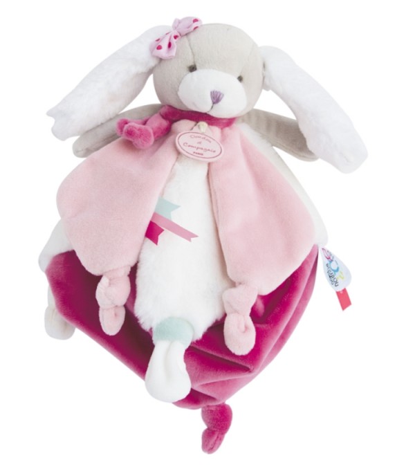 Doudou chien rose