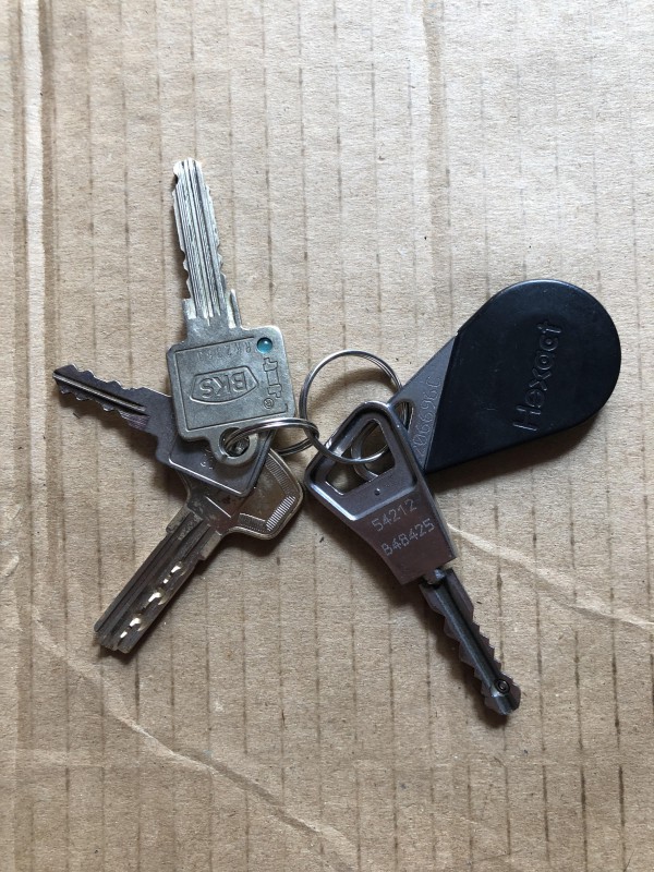 Trousseau de quatre clés avec un bip noir trouvé le 13 juillet 2018 au bois de Boulogne