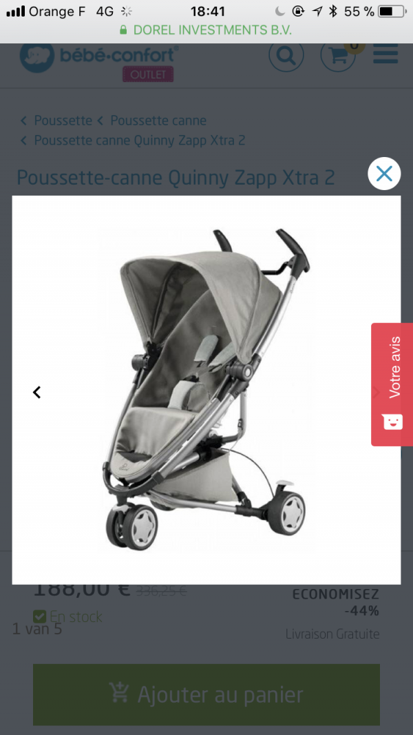 Poussette gris quinny
