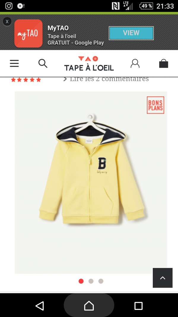 Sweat jaune Blaye/Bordeaux