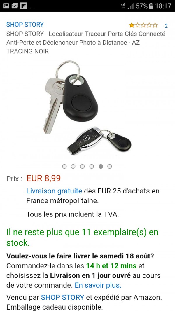 Perdu Clef Mercedes avec badge portail Geant monthieu St Etienne