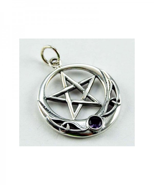 Chaîne en argent, pendentif étoile et lune