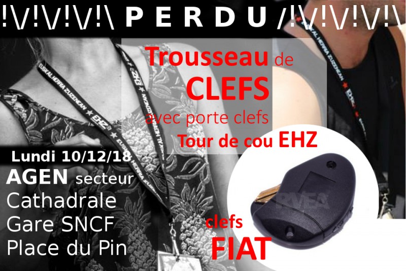 [AGEN] Perdu Trousseau de Clefs Secteur Cathadrale/gare/place du pin