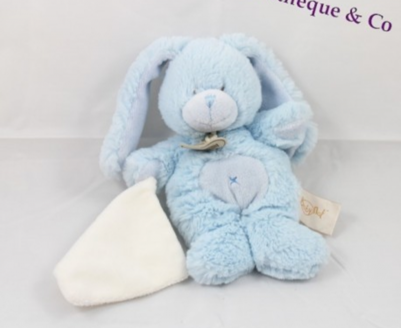 Doudou lapin bleu