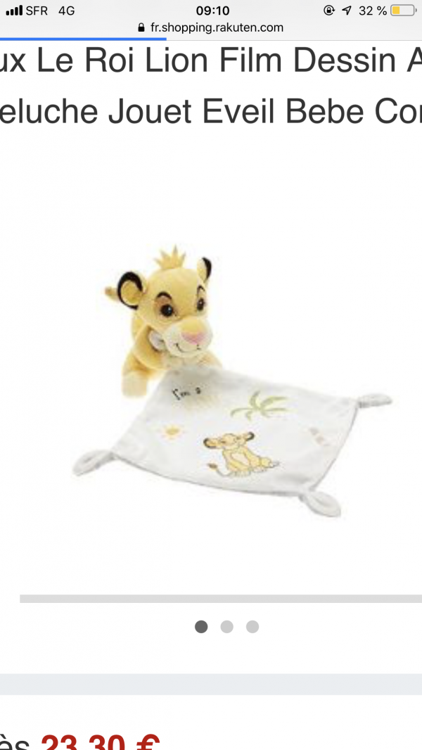 Doudou simba perdu