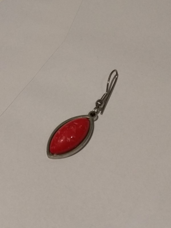 Boucle oreille argent/rouge
