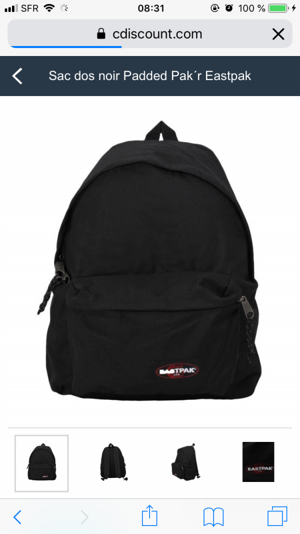 Sac easpack noir volé Carré Currial