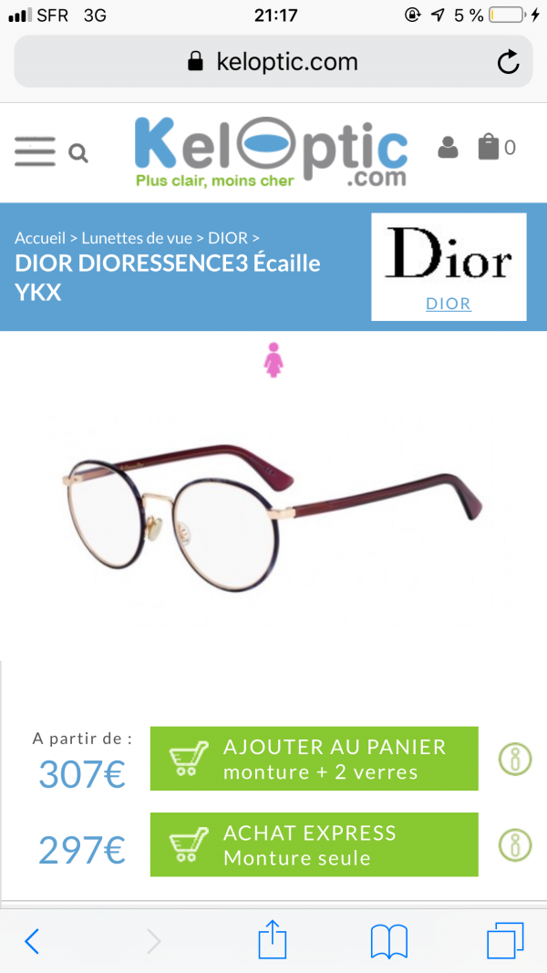 Lunette de vue Dior