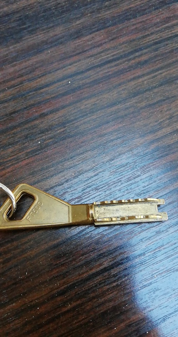 Clé dorée avec l'inion G309, à Compiègne