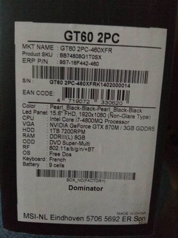 ordinateur portable msi gt60 2PC