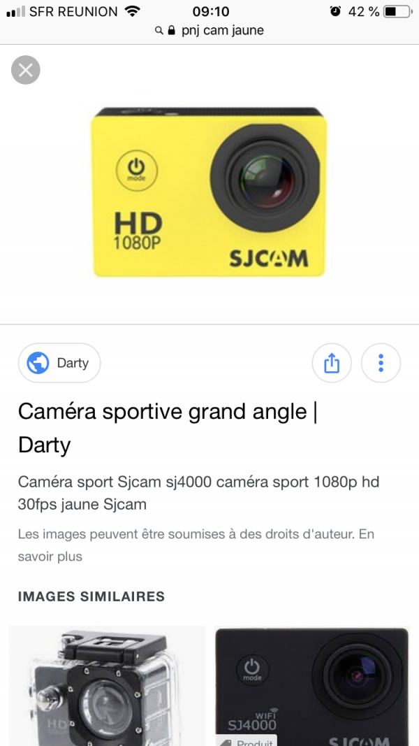 Caméra type PNJ ça (style go pro) jaune