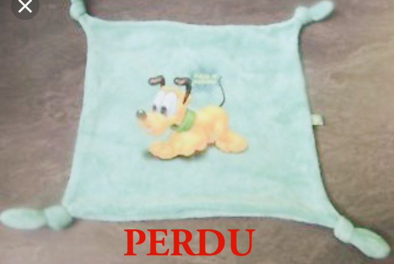 Perdu Doudou carré plat pluto couleur verte