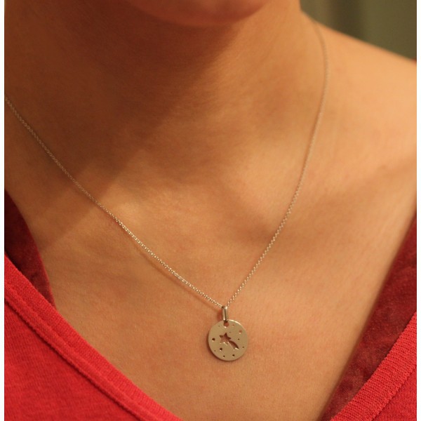 Médaille de baptême avec chaîne en or blanc