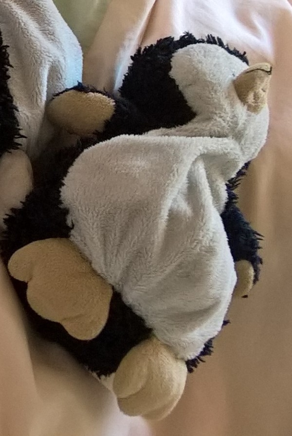 Doudou pingouin noir et blanc