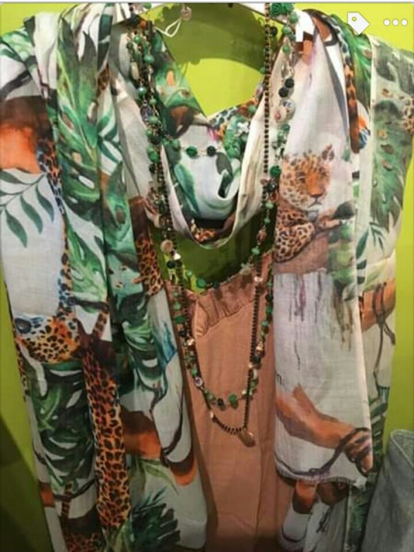 Echarpe motif tropical