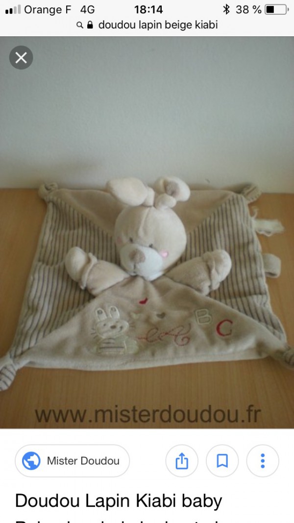 Perdu doudou lapin beige à Fort Mahon Plage