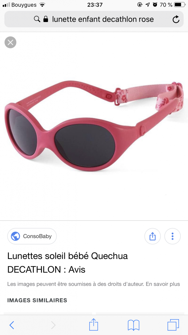 Perdu Lunette enfant rose avec attache décathlon ,port du cap d agde